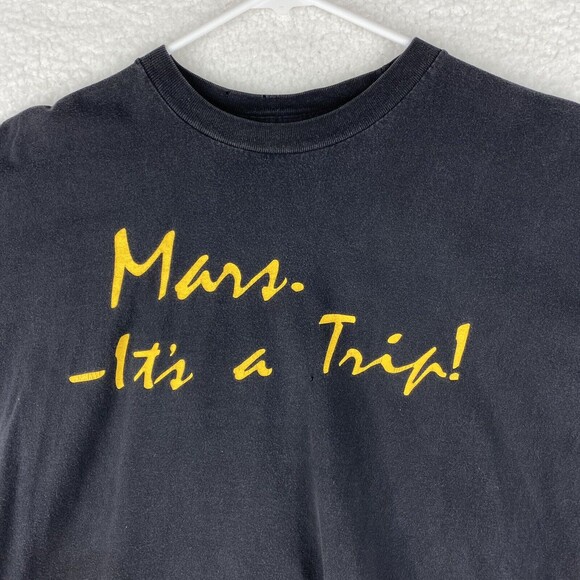 Vintage Mars Musicians Planet Shirt Mens Size L Black Music Store‎ Tee 90s Faded - Picture 2 of 15